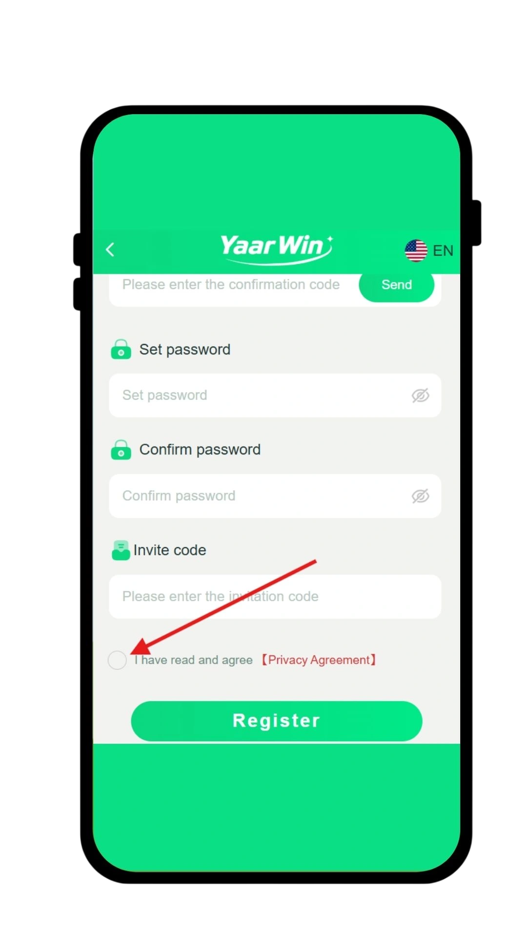 Agree to the privacy agreement
